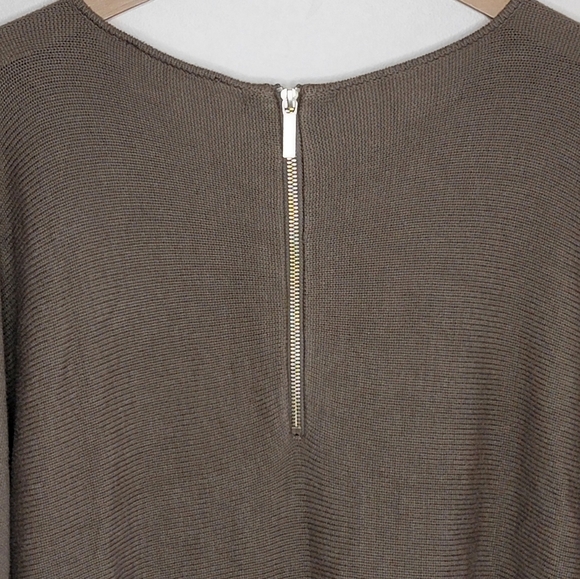 MICHAEL Michael Kors | Brown Tunic Sweater Zip Back Rounded Hem Size Medium - Picture 5 of 6